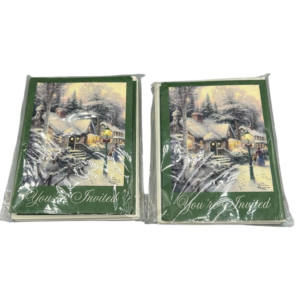 Thomas Kinkade Hallmark “You’re Invited” Christmas Cottage Invitations Sealed